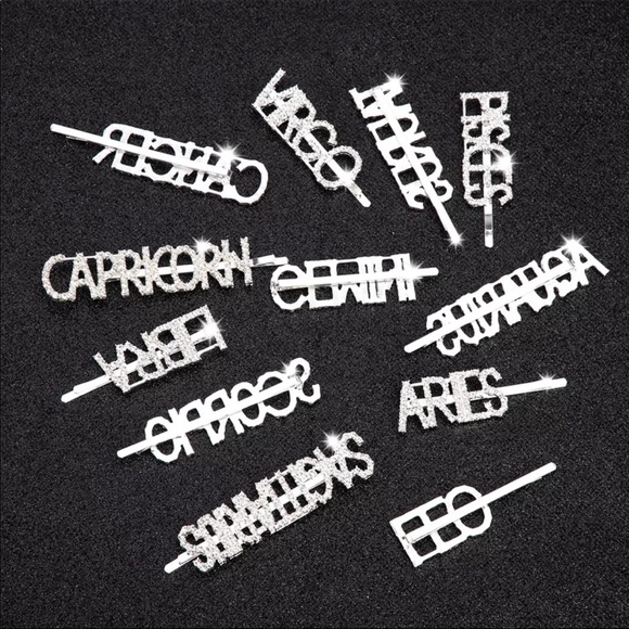 BLING Rhinestone Silver Hair Pin/Clip ZODIAC SIGNS - Picture 4 of 8